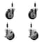 Service Caster 4'' Black Poly Wheel Swivel 7/8'' Expanding Stem Caster Set 2 Brakes, 4PK SCC-EX20S414-PPUB-BLK-2-TLB-2-78 - alternate 1